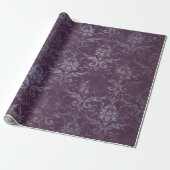 Royal Damask Grunge Lila Plum Floral Grau Blau Geschenkpapier (Ungerollt)