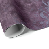 Royal Damask Grunge Lila Plum Floral Grau Blau Geschenkpapier (Rolleneckpunkt)