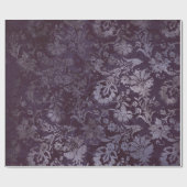 Royal Damask Grunge Lila Plum Floral Grau Blau Geschenkpapier (Flach)