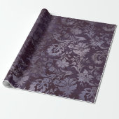 Royal Damask Grunge Lila Plum Floral Grau Blau Geschenkpapier (Ungerollt)