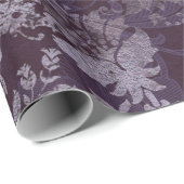 Royal Damask Grunge Lila Plum Floral Grau Blau Geschenkpapier (Rolleneckpunkt)