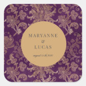 Royal Damask Lila Monogram Sticker (Vorderseite)