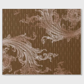 Royal Damask Metal Floral Drops Bronze Ivory Beige Geschenkpapier (Flach)