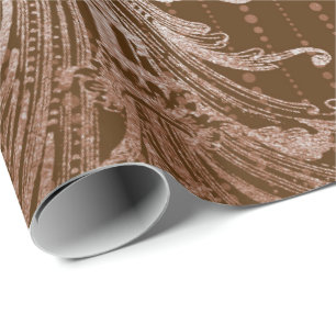 Royal Damask Metal Floral Drops Bronze Ivory Beige Geschenkpapier