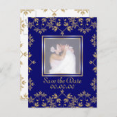 Royal Damask Save the Date Foto Postkarten. Ankündigungspostkarte (Vorne/Hinten)