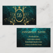 Royal Damask Türkis Personalisiert Visitenkarte (Vorne/Hinten)