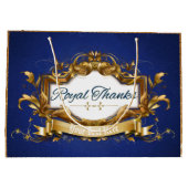Royal Dank| Blue and Gold mit Glitzer|Elegant Große Geschenktüte (Rückseite)