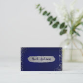 Royal Dark Blue & Silver Glitzer Glam Moderner Chi Visitenkarte (Stehend Vorderseite)