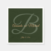 Royal Dark Green Blätter Gold Frame Wedding Paper Serviette (Vorderseite)