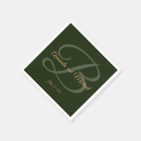 Royal Dark Green Blätter Gold Frame Wedding Paper