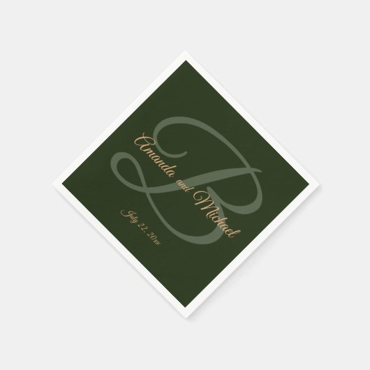 Royal Dark Green Blätter Gold Frame Wedding Paper Serviette (Ecke)