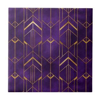 Royal Deco Lila Gold Abstrakt Geometrisches Muster Fliese