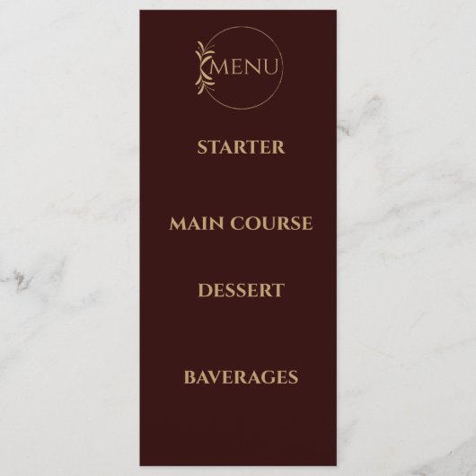 Royal Deep Burgundy Hochzeitsmenü Menükarte (Vorderseite)