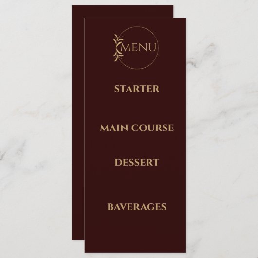 Royal Deep Burgundy Hochzeitsmenü Menükarte (Vorne/Hinten)