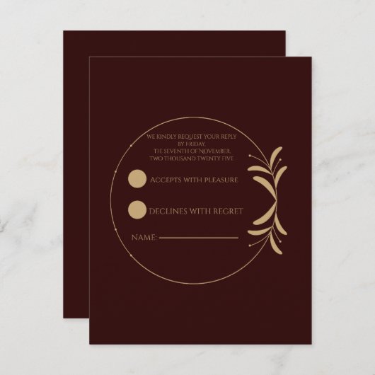 Royal Deep Burgundy Personalized RSVP Card (Vorne/Hinten)