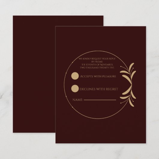 Royal Deep Burgundy Personalized  RSVP Card Karte (Vorne/Hinten)