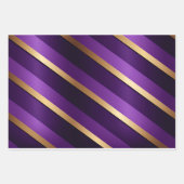 Royal Deep Lila und Gold gestreift Geschenkpapier Set (Vorderseite)