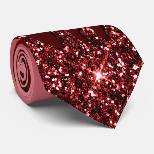 Royal Deep Red Glitzer Necktie Krawatte (Gerollt)
