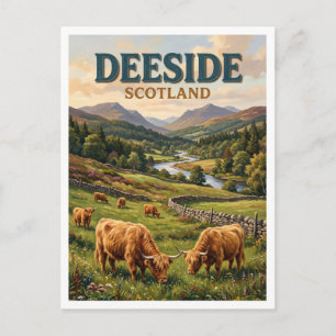 Royal Deeside Highland Rindvieh Ballater Schottlan Postkarte