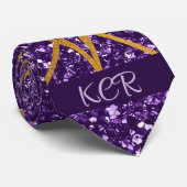Royal Deko Lila Glitzer Gold Geometic Pattern Krawatte (Gerollt)