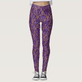 Royal Deko Lila Glitzer Gold Geometic Pattern Leggings (Vorderseite)