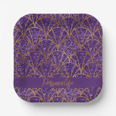 Royal Deko Lila Glitzer Gold Geometric Elegant Pappteller (Vorderseite)