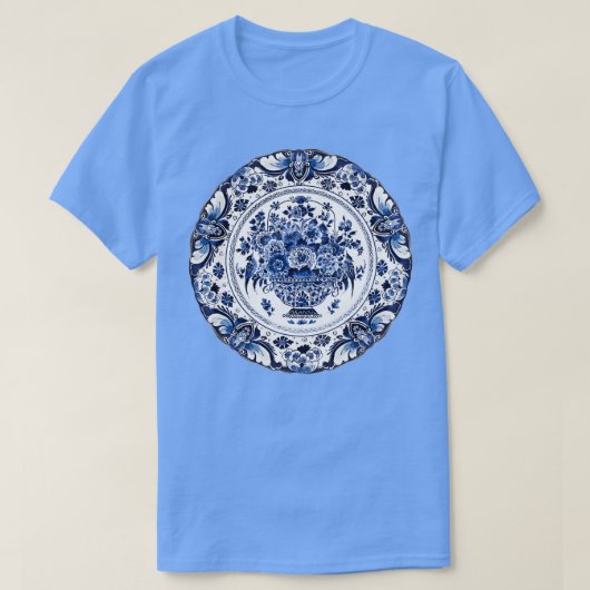 Royal Delft Blue Blume Basket T-Shirt (Design vorne)