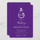 Royal Diamond Ring Monogram Lila Wedding Einladung (Vorne/Hinten)