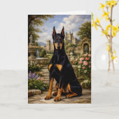 Royal Doberman Garden Card Karte (Gelbe Blume)