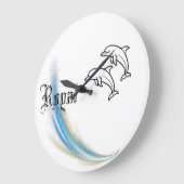 Royal Dolphin Wall Clock, runder natürlicher Holzr Große Wanduhr (Winkel)