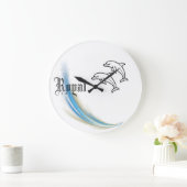 Royal Dolphin Wall Clock, runder natürlicher Holzr Große Wanduhr (Zuhause)