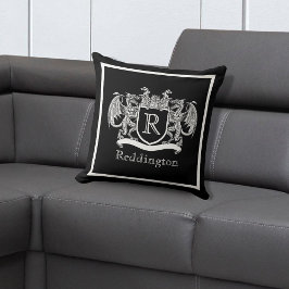 Royal Dragon Monogram Wappen Throw Kissen