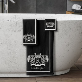 Royal Dragon Wappen Black Bath Handtuch Set