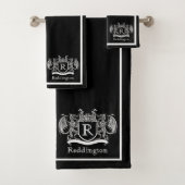 Royal Dragon Wappen Black Bath Handtuch Set (Insitu)