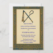 Royal Egyptian Crook & Flail Gold Wedding Einladung (Vorderseite)