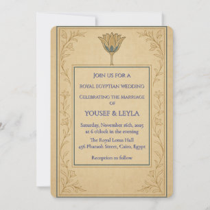 Royal Egyptian Wedding Invitation Lotus Gold Einladung