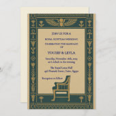 Royal Egyptian Winged Scarab & Throne Gold Wedding Einladung (Vorne/Hinten)