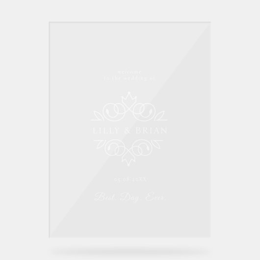 Royal, elegant, "Best-Day-Ever" Hochzeit Acrylschild (Vorderseite)