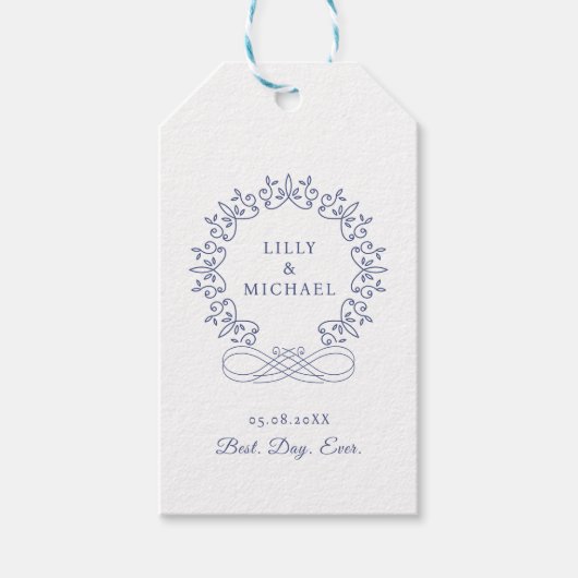 Royal, elegant, "Best-Day-Ever" Hochzeit Geschenkanhänger (Vorderseite)