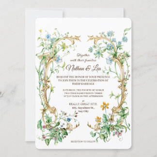 Royal Elegant Botanical Floral Aristocracy Wedding Einladung