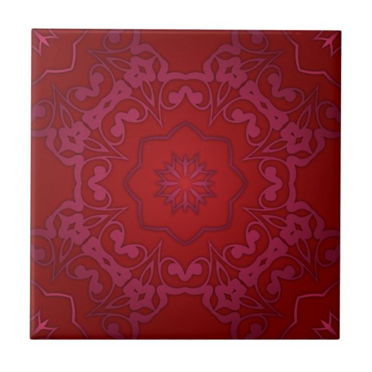 Royal Elegant Classic Luxury Red Damask Muster Fliese (Vorderseite)
