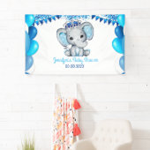 Royal Elephant mit Crown Blue Banner Baby Dusche (Insitu)