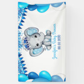 Royal Elephant mit Crown Blue Banner Baby Dusche (Vertikal)