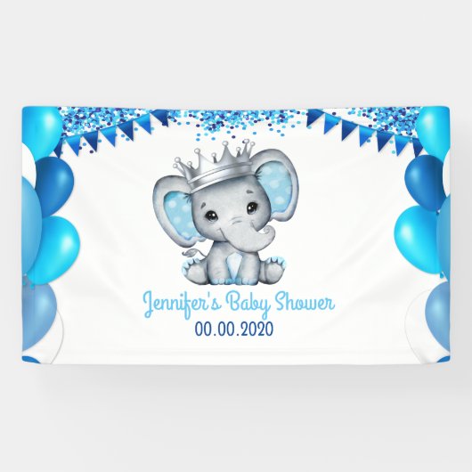 Royal Elephant mit Crown Silver Banner Dusche (Horizontal)