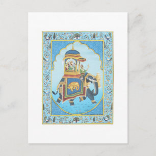 ROYAL ELEPHANT RIDE VINTAG INDIAN ART POSTKARTE