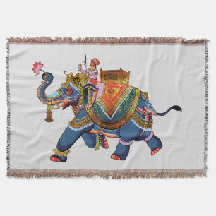 Royal Elephant's Journey: Indisches Folklore-Desig Decke