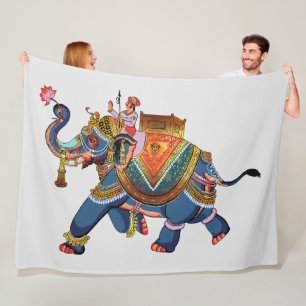 Royal Elephant's Journey: Indisches Folklore-Desig Fleecedecke