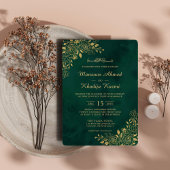 Royal Emerald Green Gold Floral Islamic Wedding Einladung