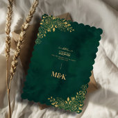 Royal Emerald Green Gold Floral Islamic Wedding Einladung