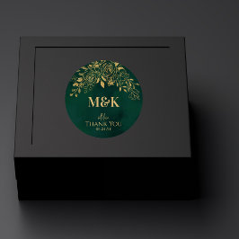 Royal Emerald Green Gold Floral Monogram Vielen Da Runder Aufkleber